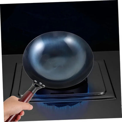HeritagePro Traditional Cast Iron Wok  Premium Iron Cookware With Wood Handle 12 In 4