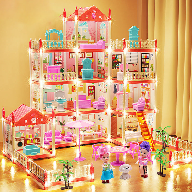 DIY Childrens Music Doll House Assembly Dream Villa Princess Castle Set Toy For Girls 3