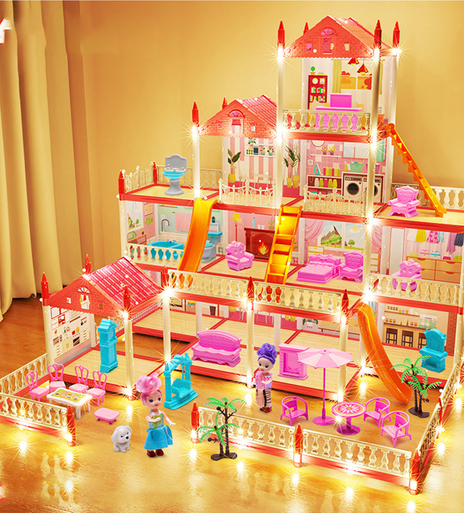 DIY Childrens Music Doll House Assembly Dream Villa Princess Castle Set Toy For Girls 4