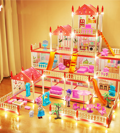 DIY Childrens Music Doll House Assembly Dream Villa Princess Castle Set Toy For Girls 4