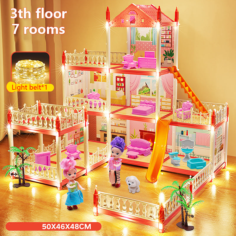 DIY Childrens Music Doll House Assembly Dream Villa Princess Castle Set Toy For Girls 9