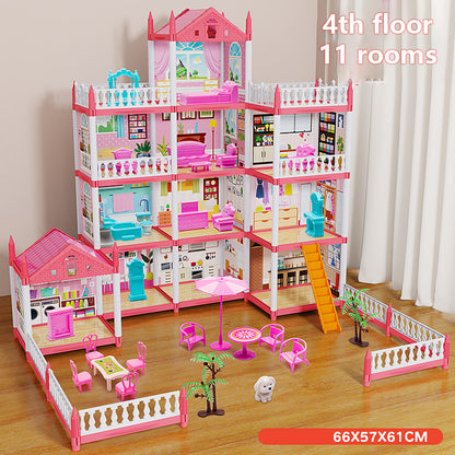 DIY Childrens Music Doll House Assembly Dream Villa Princess Castle Set Toy For Girls 7
