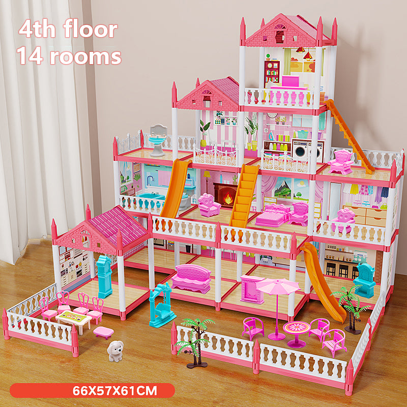 DIY Childrens Music Doll House Assembly Dream Villa Princess Castle Set Toy For Girls 8