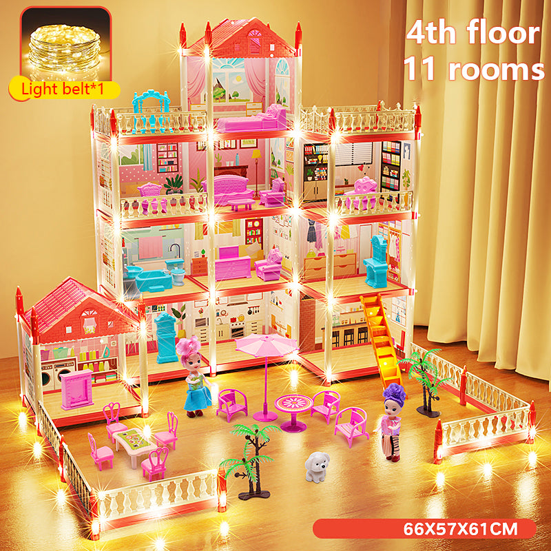 DIY Childrens Music Doll House Assembly Dream Villa Princess Castle Set Toy For Girls 10