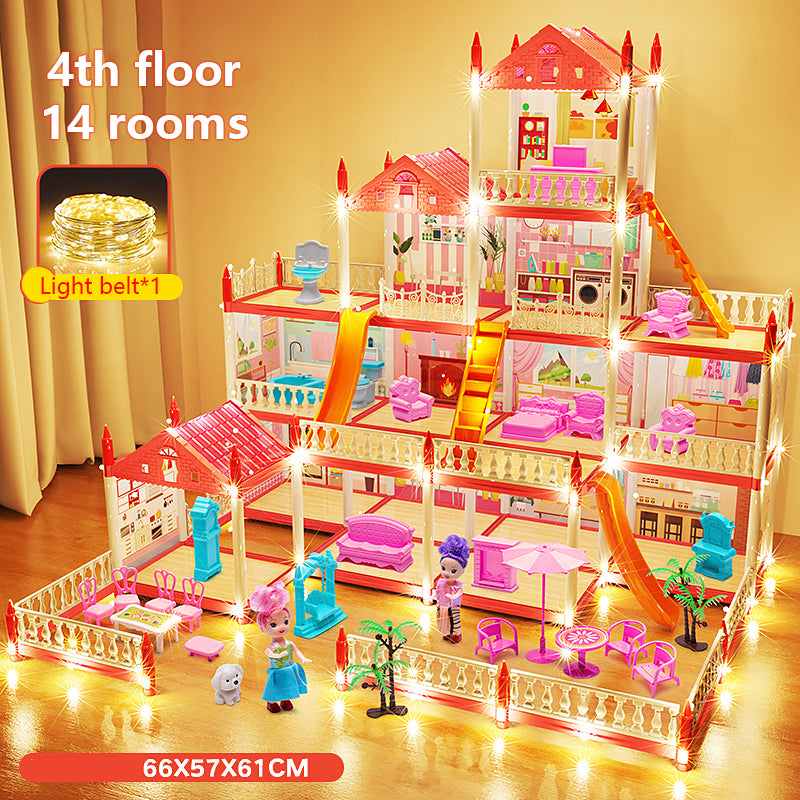 DIY Childrens Music Doll House Assembly Dream Villa Princess Castle Set Toy For Girls 6