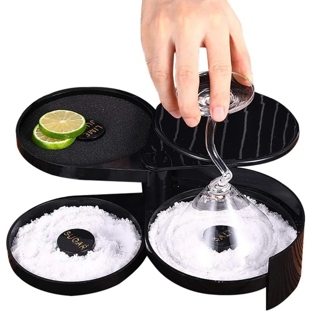 3-Layer Rotating Bar Seasoning Station - Premium Cocktail Salt & Sugar Rimmer Box