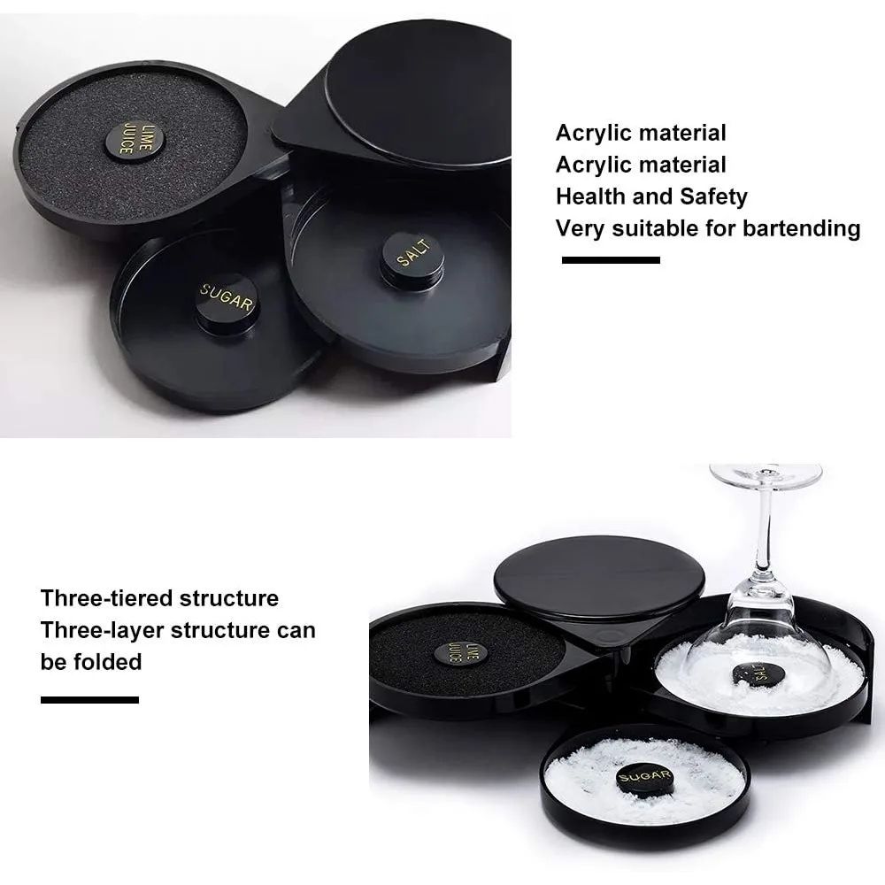 3Layer Rotating Bar Seasoning Station  Premium Cocktail Salt  Sugar Rimmer Box 4