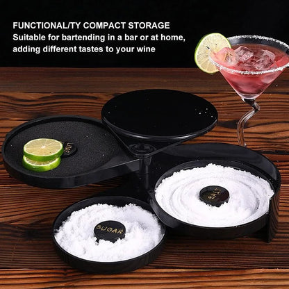 3Layer Rotating Bar Seasoning Station  Premium Cocktail Salt  Sugar Rimmer Box 5