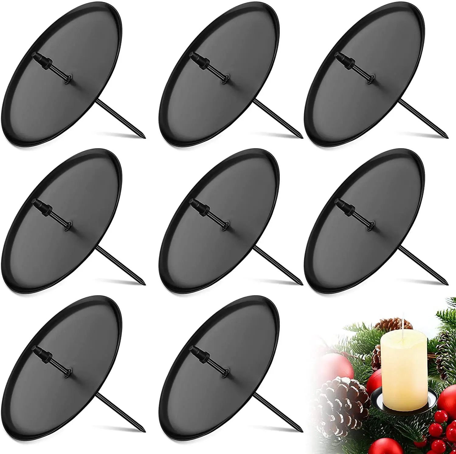 Metal Cone Candle Holders – 6 or 12pcs Advent Calendar & Christmas Wreath Candle Bases Made from Durable Metal