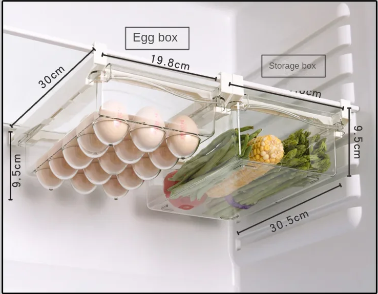 Refrigerator Drawer Style Food Storage Box, Sliding Plastic Cooking Container, Shelf Support, Fruit Packaging Machine