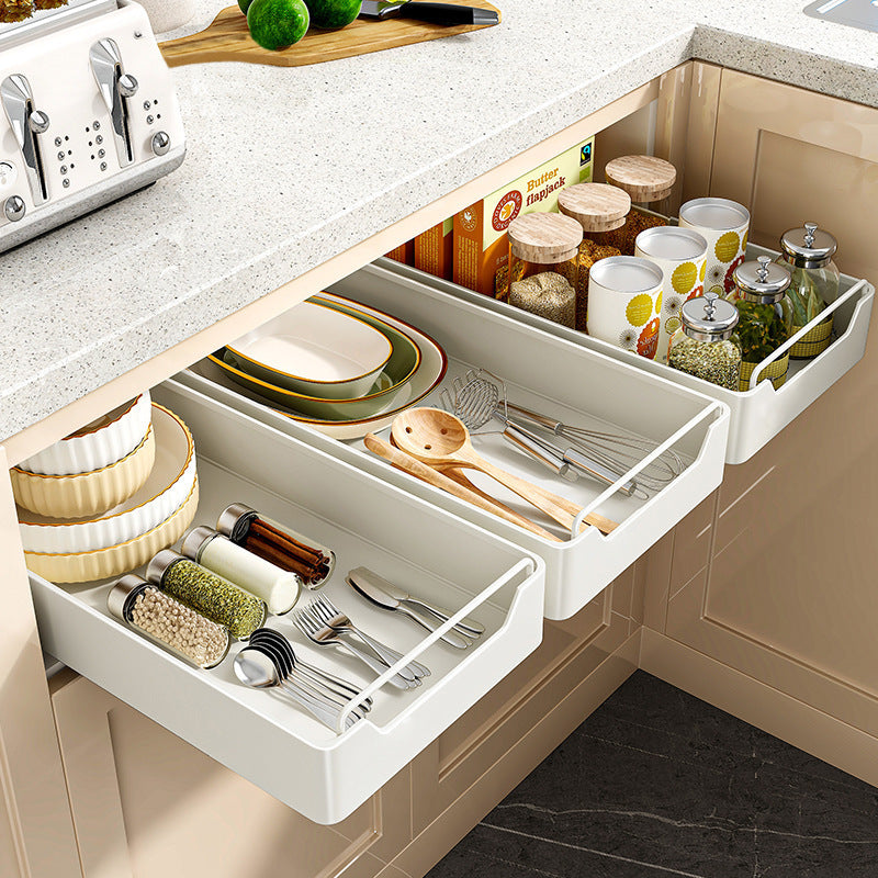 Kitchen Storage Rack Slide Rail Pullout Storage Box Nail Free Installation High Temperature Extende 1
