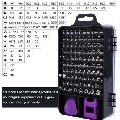 Multi-Functional Purple Precision Screwdriver Tool Set for Mobile Phones, Computers, Watches, Belts