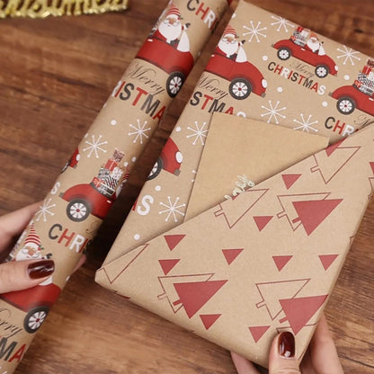Festive Santa Merry Christmas Wrapping Paper Roll  Vintage Craft Paper For Gift Wrapping  Holiday P 1