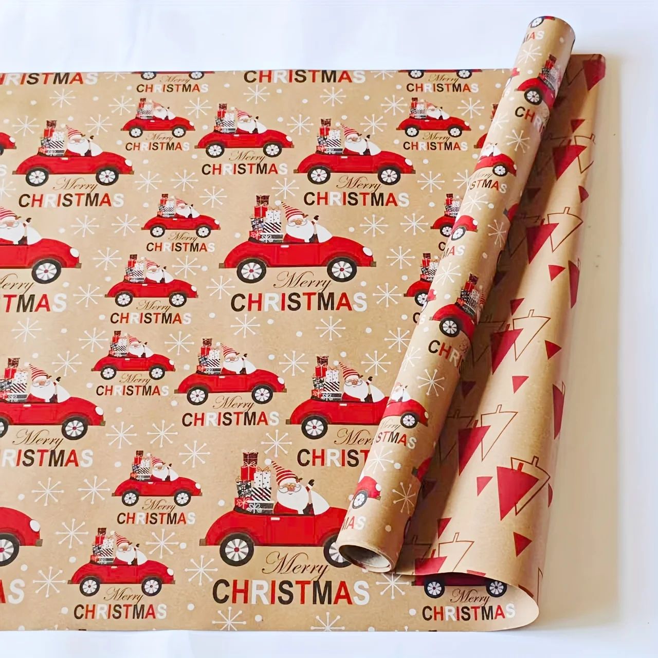 Festive Santa Merry Christmas Wrapping Paper Roll  Vintage Craft Paper For Gift Wrapping  Holiday P 2