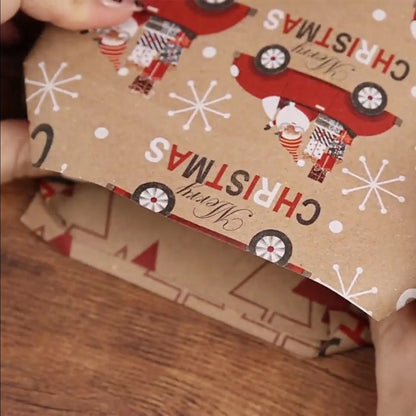 Festive Santa Merry Christmas Wrapping Paper Roll  Vintage Craft Paper For Gift Wrapping  Holiday P 5