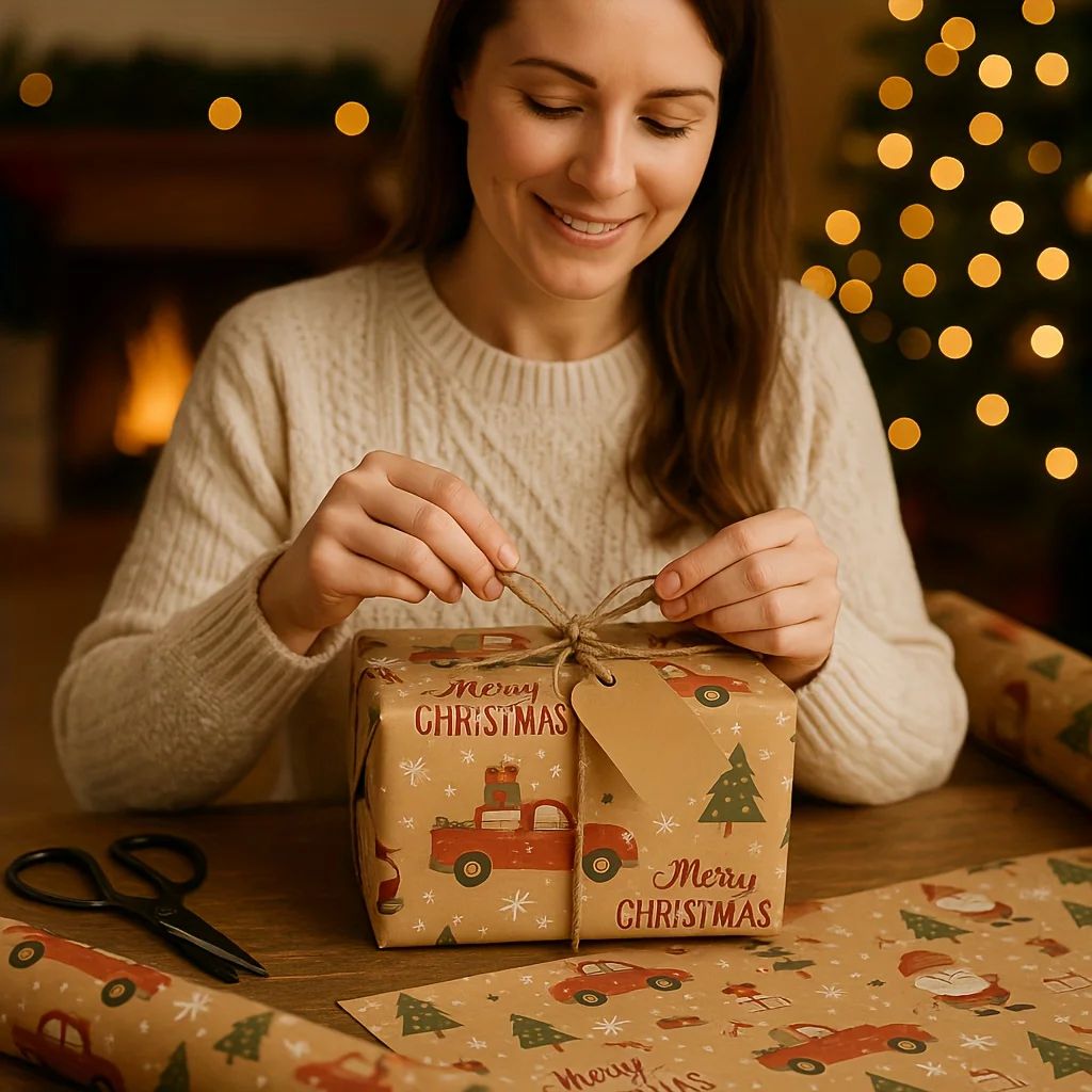 Festive Santa Merry Christmas Wrapping Paper Roll  Vintage Craft Paper For Gift Wrapping  Holiday P 6