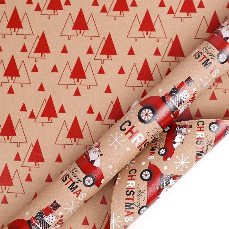 Festive Santa Merry Christmas Wrapping Paper Roll  Vintage Craft Paper For Gift Wrapping  Holiday P 10
