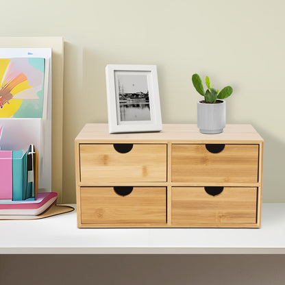 Wood Office Desk Storage, Bamboo Organizer for Makeup, Stationery, Minimalist Home Decor