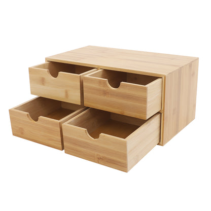 Wood Office Desk Storage Bamboo Organizer For Makeup Stationery Minimalist Home Decor 6