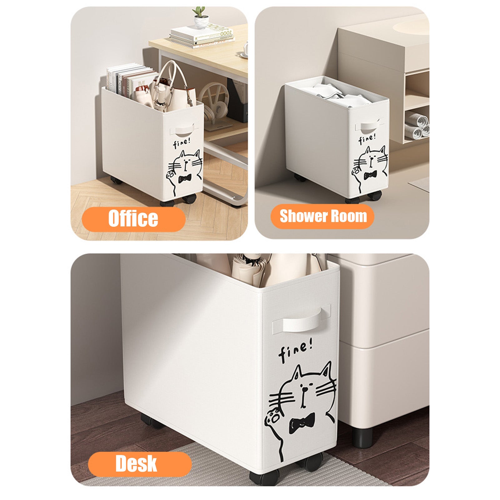 Foldable Office Organizer For Under Desk Rolling Storage Cart With Wheels Oxford Cloth Utility Shel 2