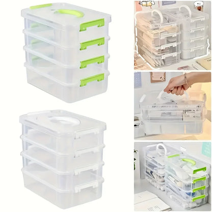 Transparent Plastic Storage Box, Partitoned Drawer Storage Box, Building Block Storage Box, Portable Storage Box