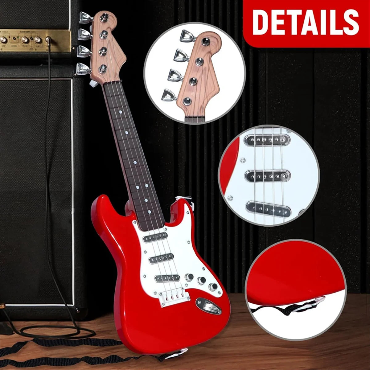 Kids Electric Guitar Toy With Strings LED Lights Rechargeable Musical Instrument Birthday Party Gif 2