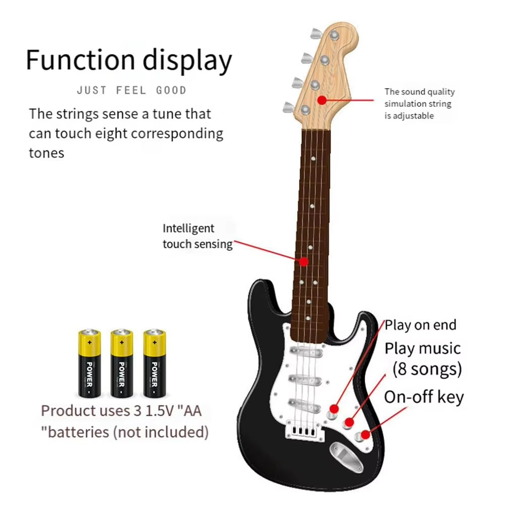 Kids Electric Guitar Toy With Strings LED Lights Rechargeable Musical Instrument Birthday Party Gif 4
