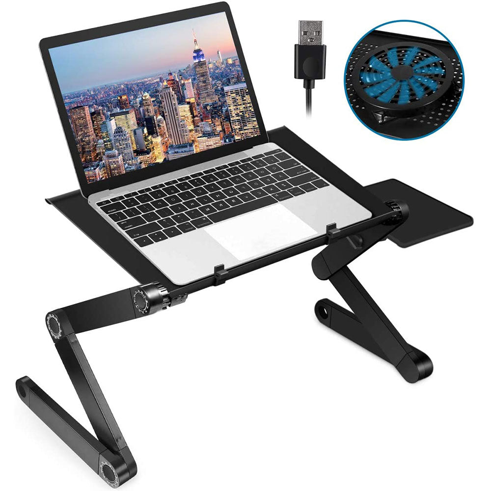Foldable Adjustable Laptop Stand Aluminum Laptop Desk With Large Cooling Fan  Mouse Pad For Bed Sof 1