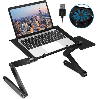 Foldable Adjustable Laptop Stand Aluminum Laptop Desk With Large Cooling Fan  Mouse Pad For Bed Sof 1