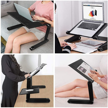 Foldable Adjustable Laptop Stand Aluminum Laptop Desk With Large Cooling Fan  Mouse Pad For Bed Sof 3