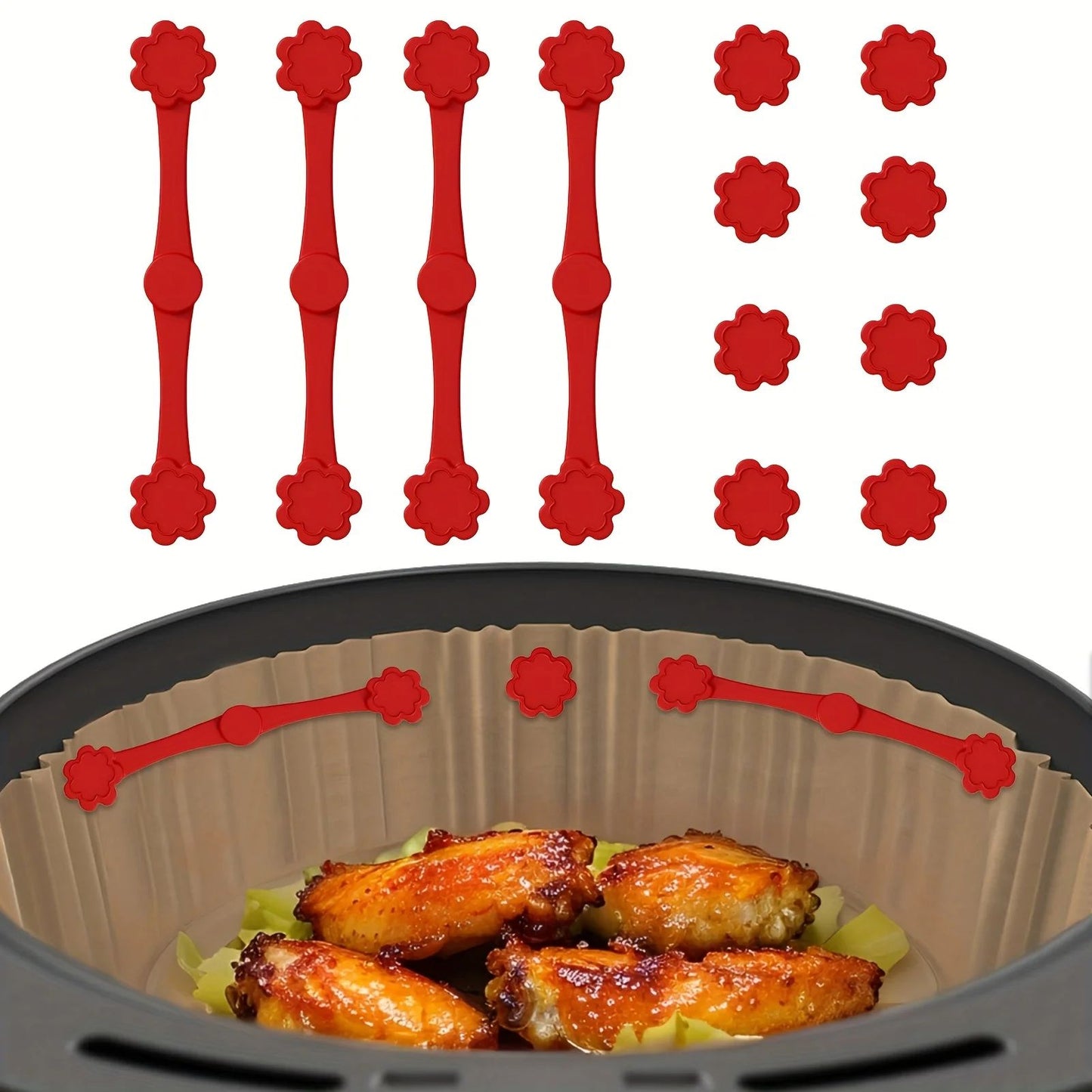 Silicone Air Fryer Handle Magnets – 2 Sets Small Flower Design Safety Fix for Red-Handle Air Fryers, Space-Saving & Heat