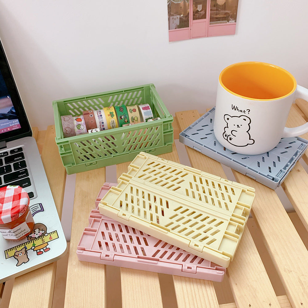 Cute Plastic Foldable Stationary Holder Stackable Desk Organizer Office Storage For Students 2