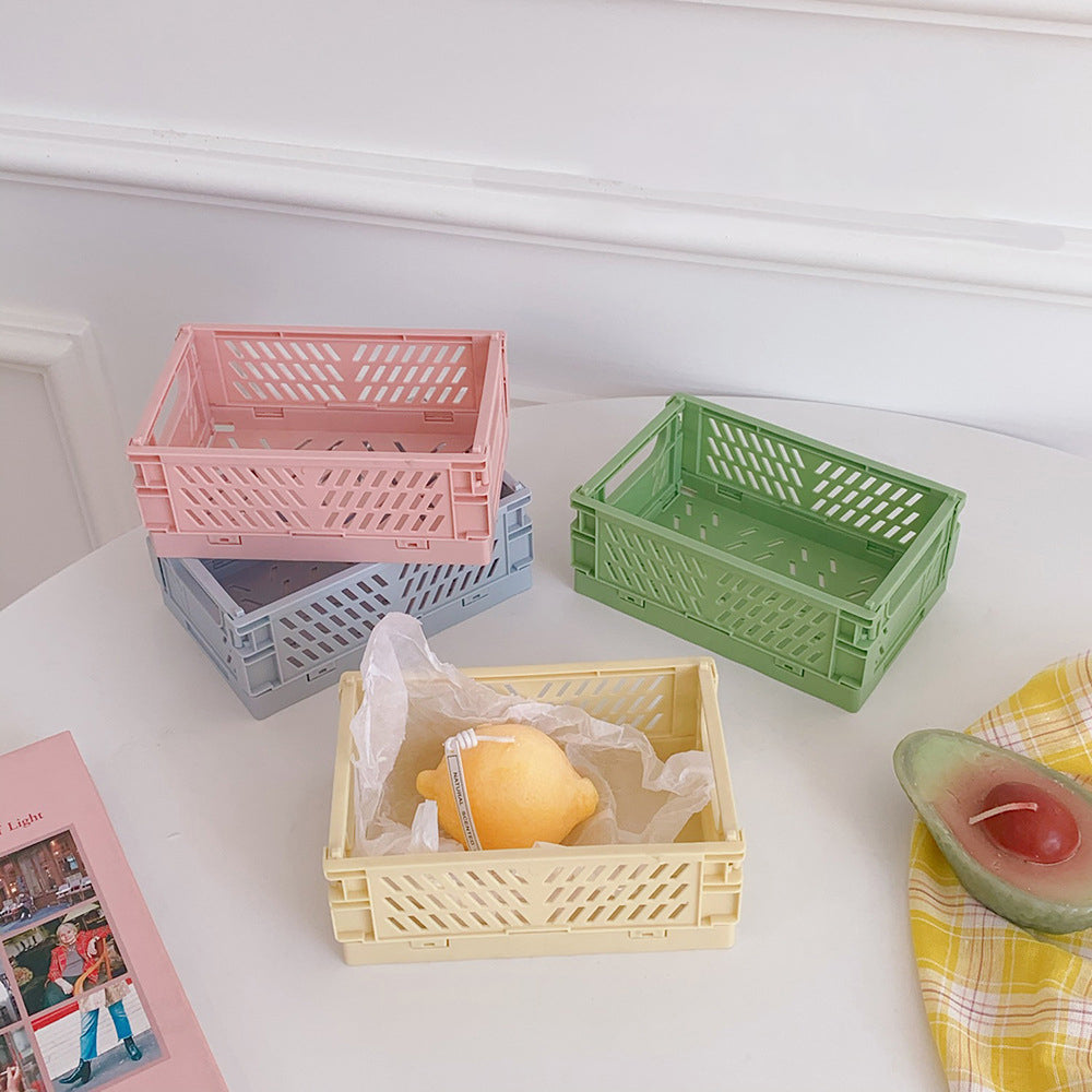 Cute Plastic Foldable Stationary Holder Stackable Desk Organizer Office Storage For Students 3