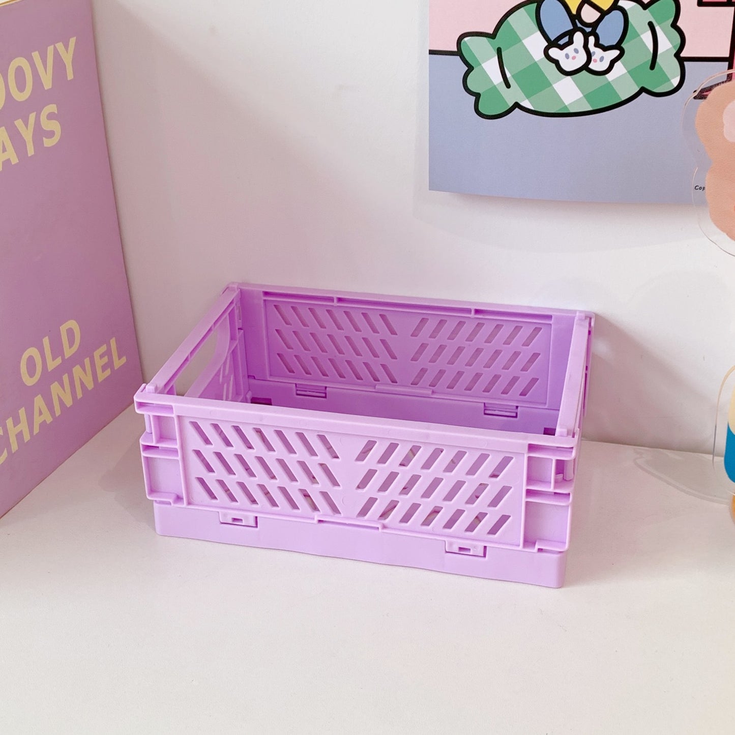 Cute Plastic Foldable Stationary Holder Stackable Desk Organizer Office Storage For Students 8