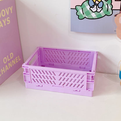 Cute Plastic Foldable Stationary Holder Stackable Desk Organizer Office Storage For Students 8