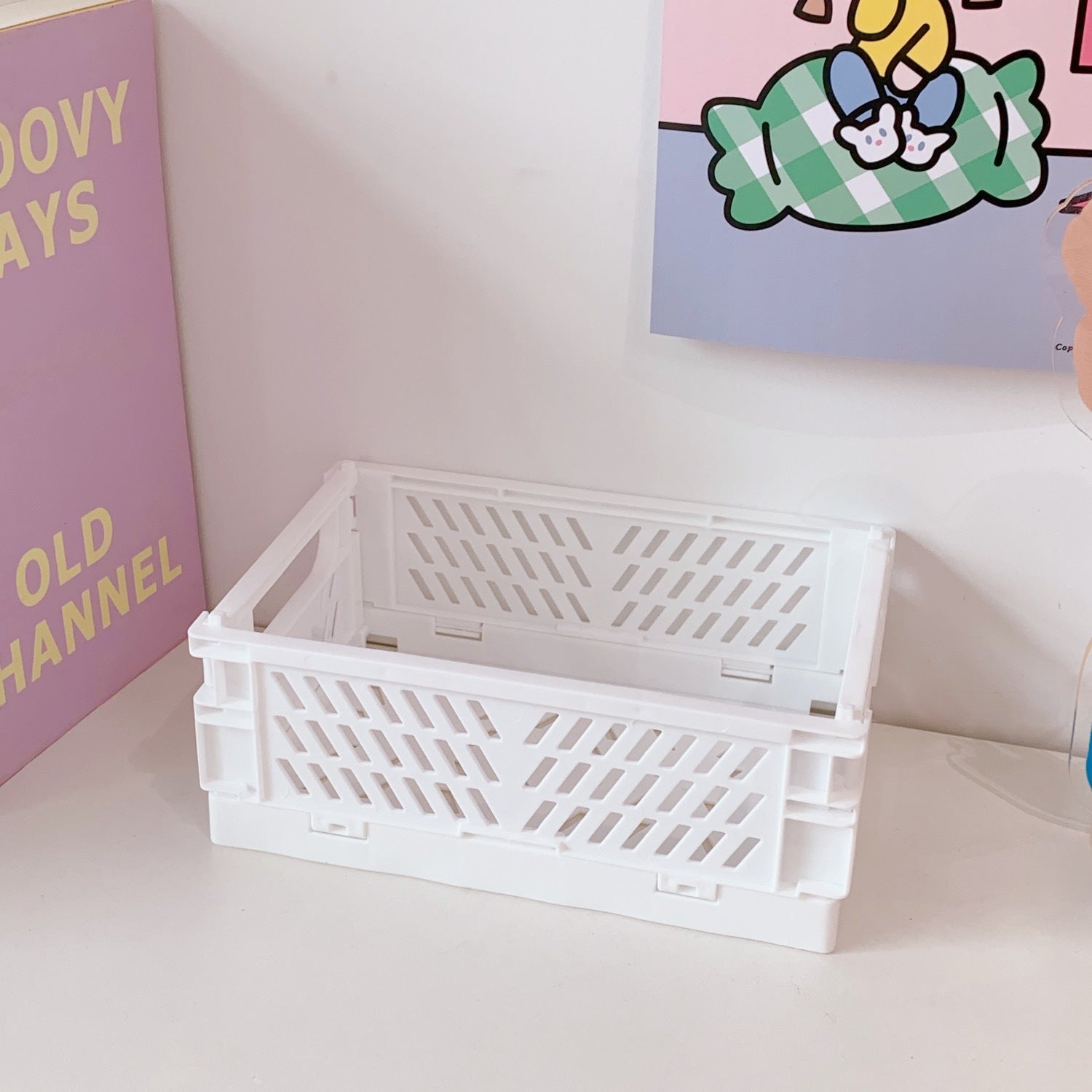 Cute Plastic Foldable Stationary Holder Stackable Desk Organizer Office Storage For Students 10