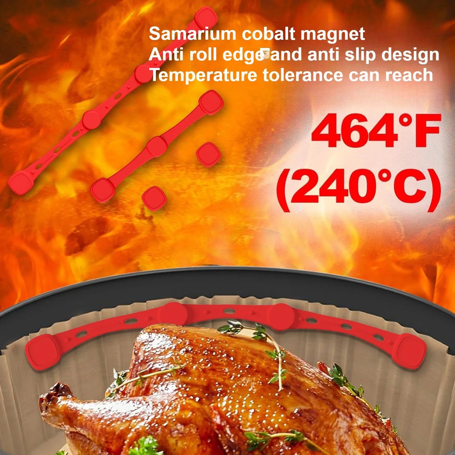 Silicone Air Fryer Handle Magnets  2 Sets Small Flower Design Safety Fix For RedHandle Air Fryers S 7