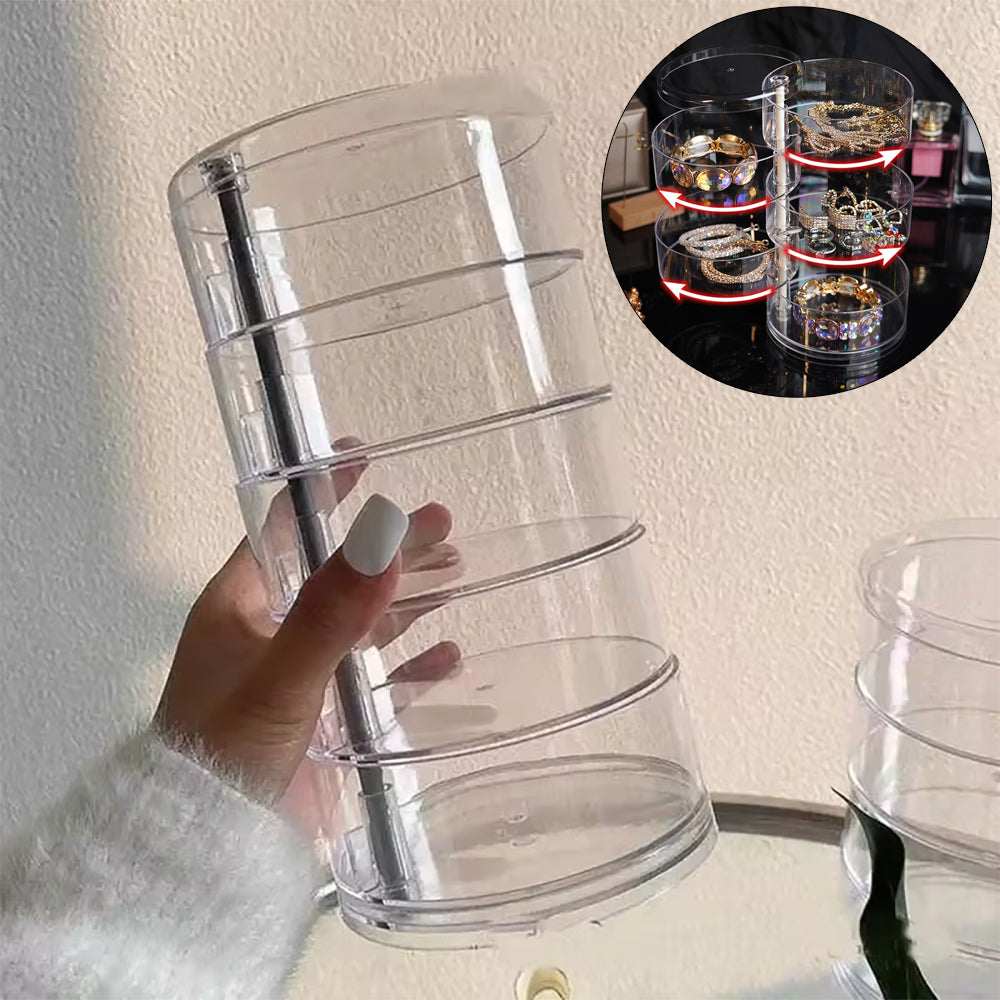 Rotating Jewelry Storage Box Makeup Storage Rack Bracelet Earring Organizer Rotating Plastic Displa