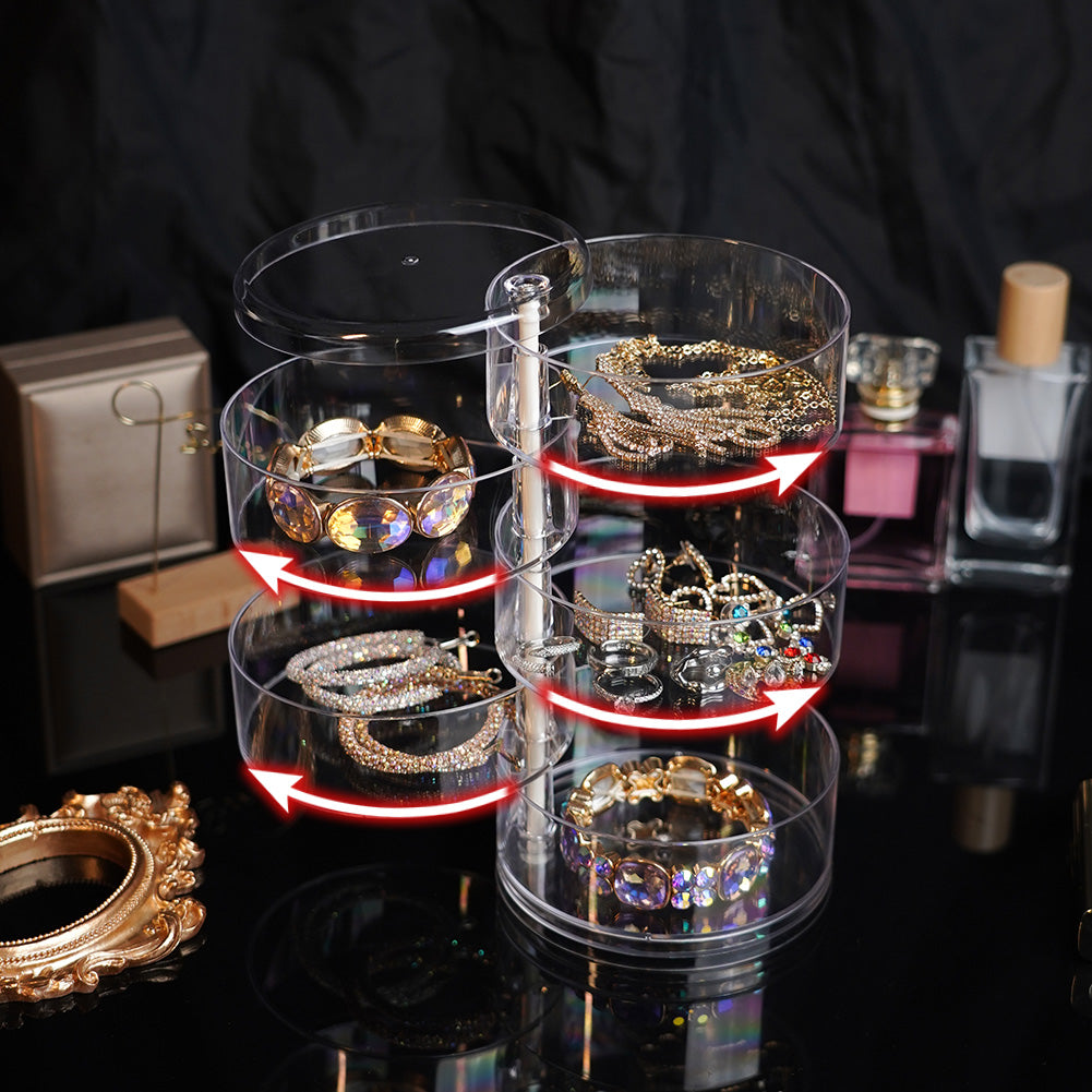 Rotating Jewelry Storage Box Makeup Storage Rack Bracelet Earring Organizer Rotating Plastic Displa