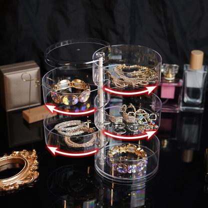 Rotating Jewelry Storage Box Makeup Storage Rack Bracelet Earring Organizer Rotating Plastic Displa