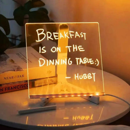 LED Transparent Magic Board For Kids Luminous Acrylic Drawing Note Board With Stand Educational DIY 1