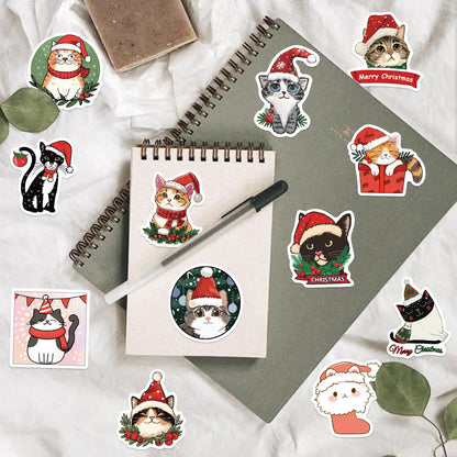 Aesthetic Christmas Cat Stickers Pack for Scrapbook Toy Diary Kids Laptop Graffiti Decoration
