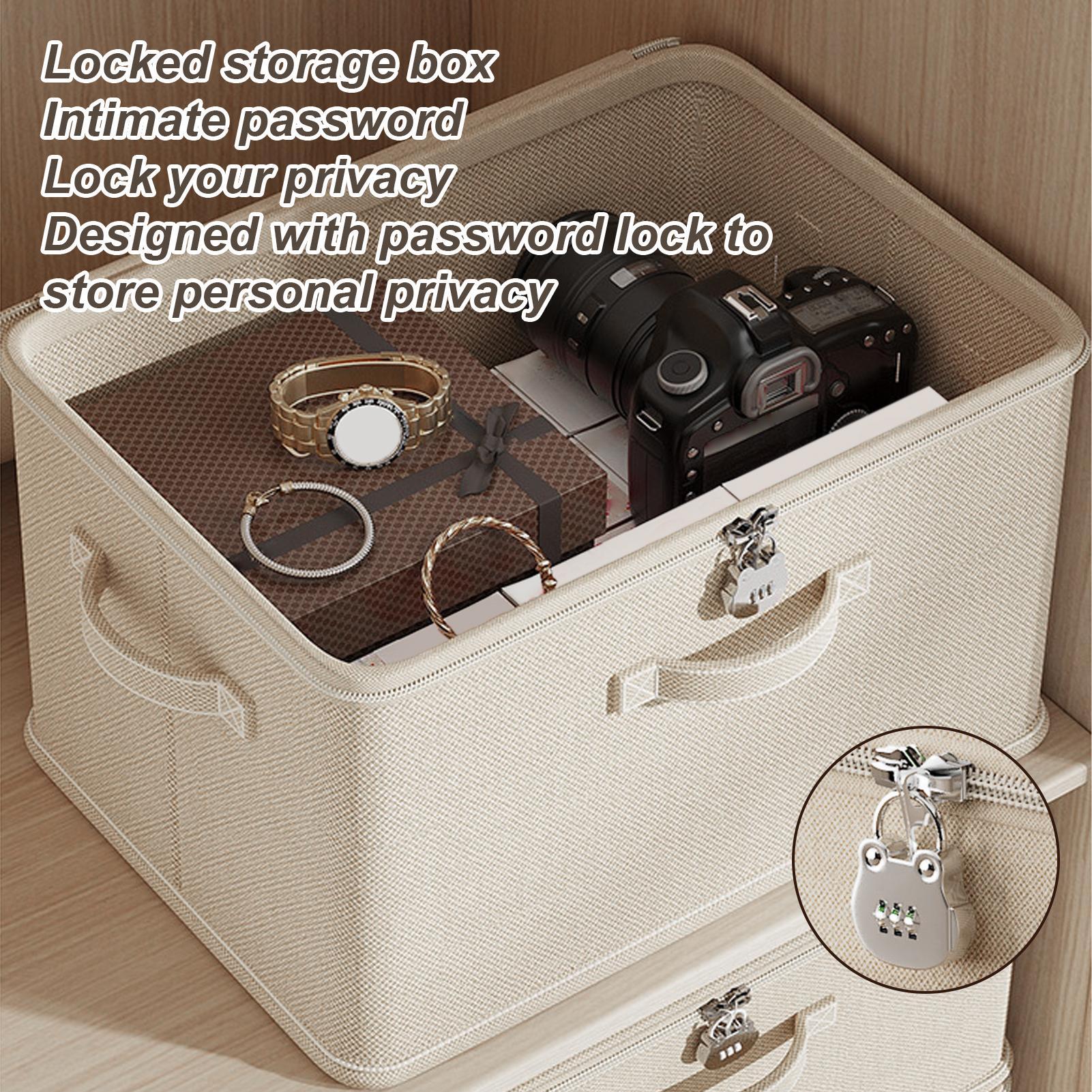 Lockable Storage Box Odor Proof Stackable Container With Handle Washable Shelf Baskets For Clothing 5