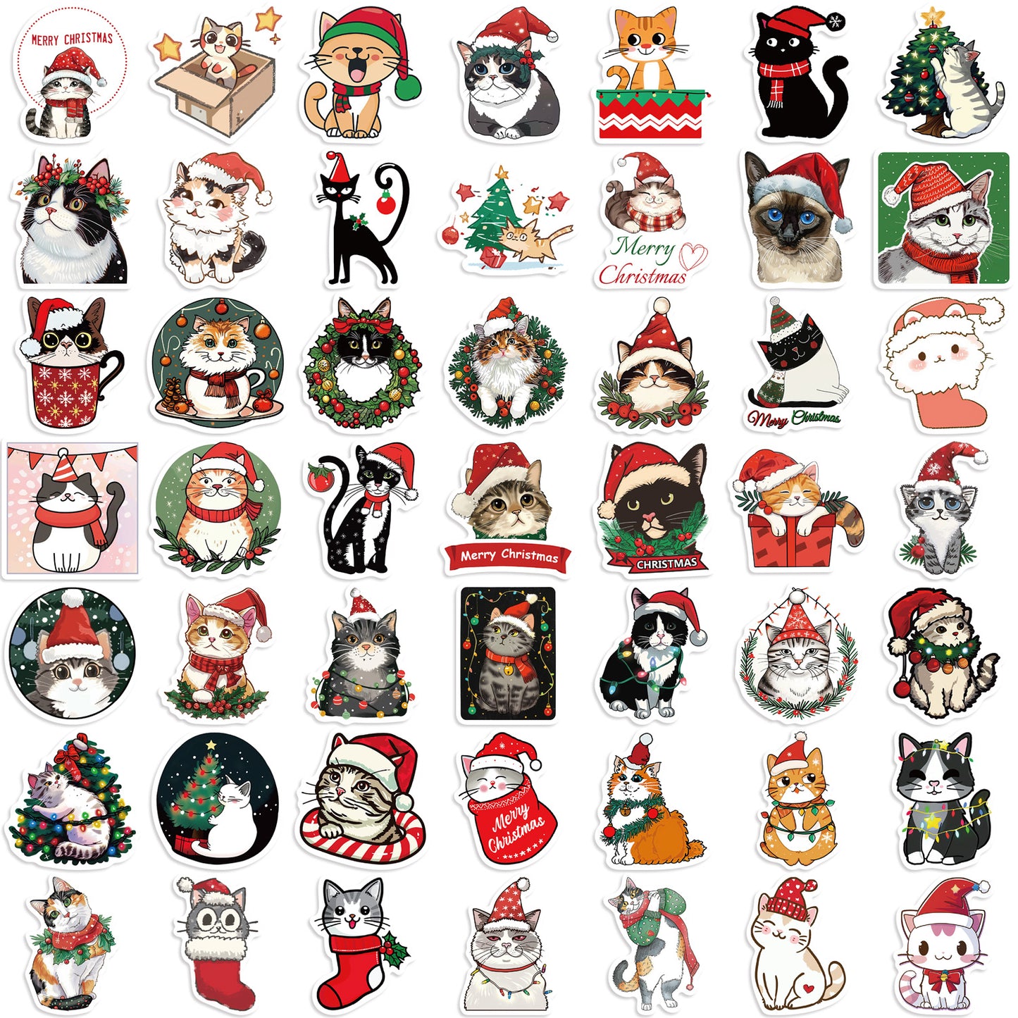 Aesthetic Christmas Cat Stickers Pack For Scrapbook Toy Diary Kids Laptop Graffiti Decoration 6