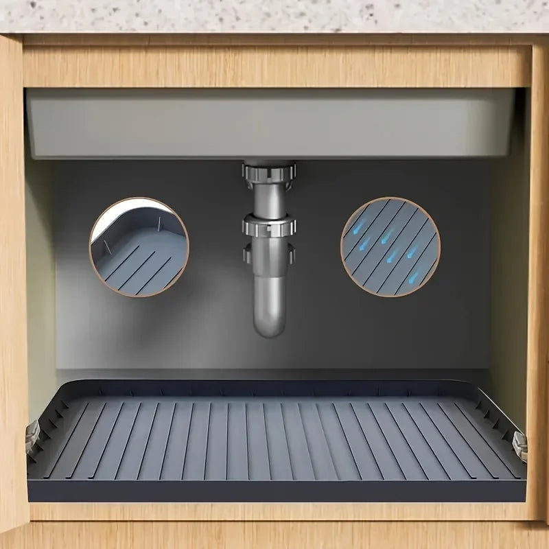 Durable Under-Sink Mat, Waterproof Drip Tray Liner, Easy-Clean Storage Solution for Kitchen Bathroom Cabinets