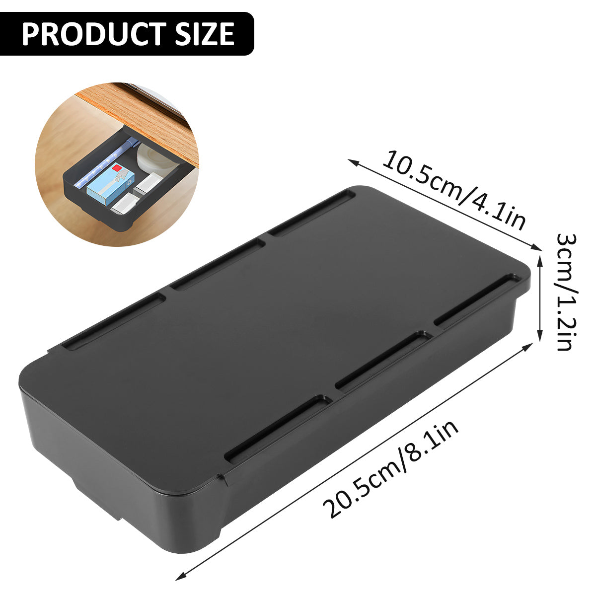 Under Desk Drawer Storage Box Self Stick Pencil Tray Sundries Organizer Holder For Stationery Home  5