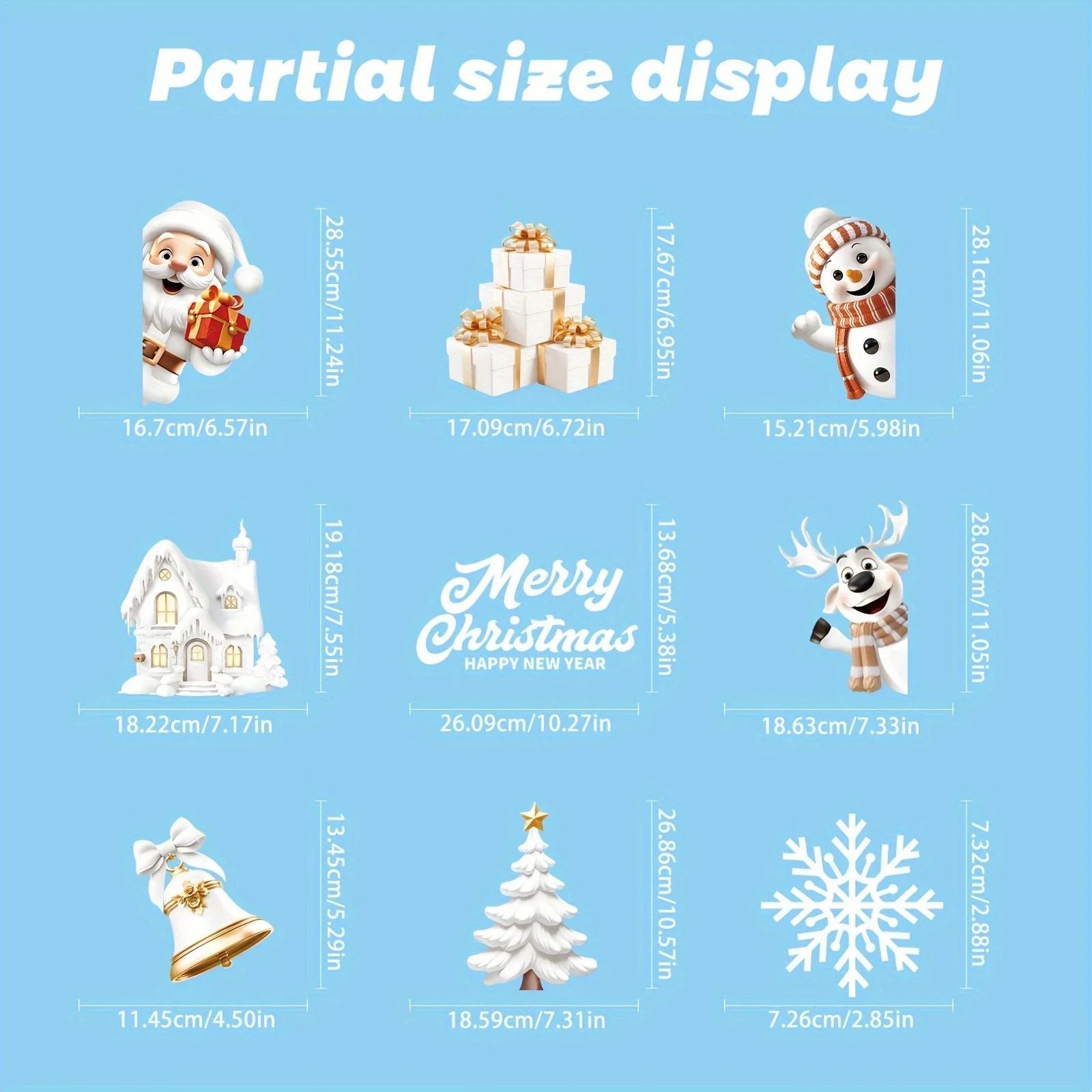 Festive DoubleSided Christmas Window Clings  9 Sheets Reusable PVC Stickers With Santa Snowman  Hol 4