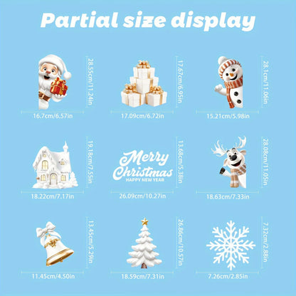 Festive DoubleSided Christmas Window Clings  9 Sheets Reusable PVC Stickers With Santa Snowman  Hol 4