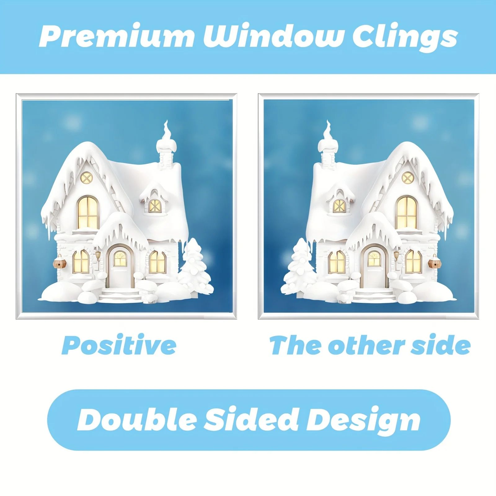 Festive DoubleSided Christmas Window Clings  9 Sheets Reusable PVC Stickers With Santa Snowman  Hol 6