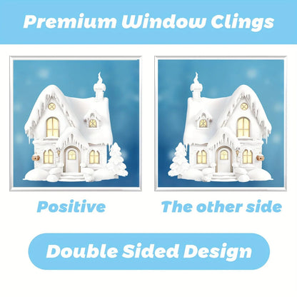 Festive DoubleSided Christmas Window Clings  9 Sheets Reusable PVC Stickers With Santa Snowman  Hol 6